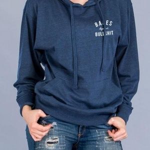 Babes Against BS Hoodie Pullover Top Blue M NEW